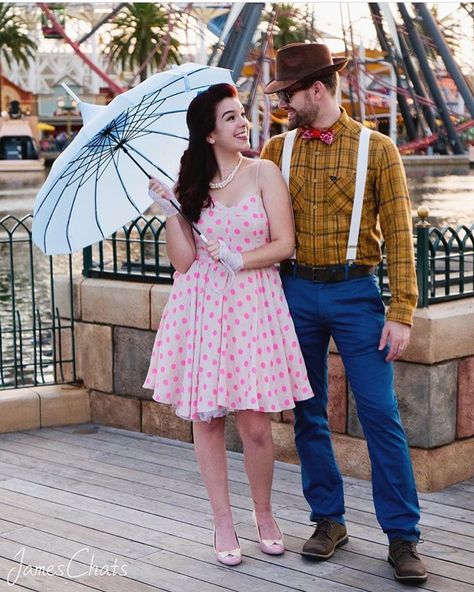 Couple Disney Bound, Disneyland Couples Outfits, Disneybound Couples, Couple Disney, Dapper Day Outfits, Couples Disney, Disney Dapper Day, Drag Ideas, Special Event Outfit