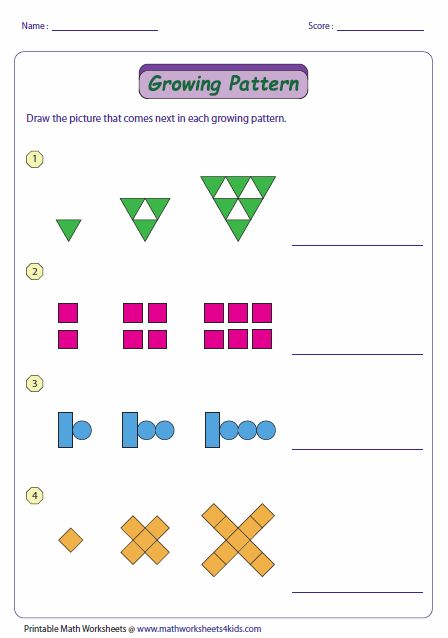 Increasing or Growing Patterns Math Patterns Activities, Patterns Worksheet, Teaching Patterns, Math Expressions, Math Patterns, Pattern Grading, Pattern Worksheet, Pattern Activities, Algebra Worksheets