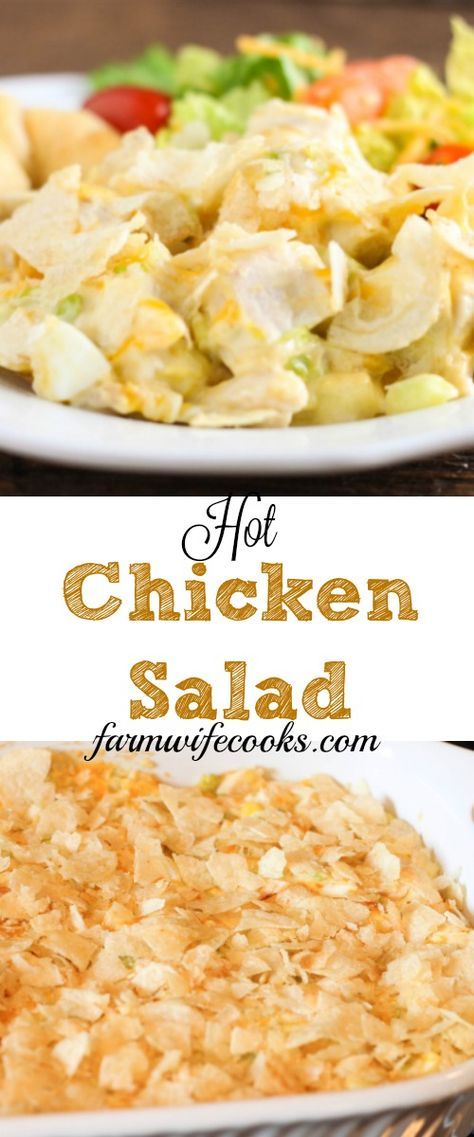 This Hot Chicken Salad recipe is topped with potato chips and is a casserole the whole family will love! Brunch Salad Ideas, Brunch Salad Recipes, Hot Chicken Salad Recipe, Hot Chicken Salad, Ideas For Brunch, Hot Chicken Salads, Chicken Chips, Brunch Salad, Picnic Potluck