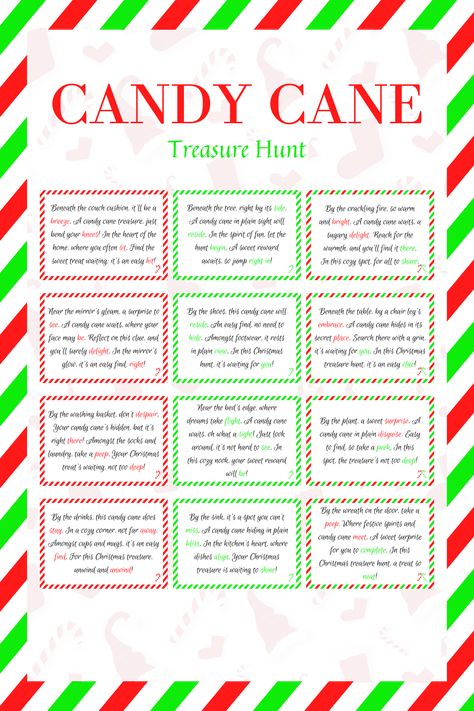 Check out this one of a kind Candy cane treasure hunt on etsy. Have a blast with your little ones and create everlasting memories! Candy Cane Search Game, Elf Candy Cane Hunt, Elf On The Shelf Candy Cane Hunt, Candy Cane Treasure Hunt, Candy Cane Hunt, Candy Cane Scavenger Hunt, Christmas Treasure Hunt, Holiday Party Crafts, Treasure Hunt Clues