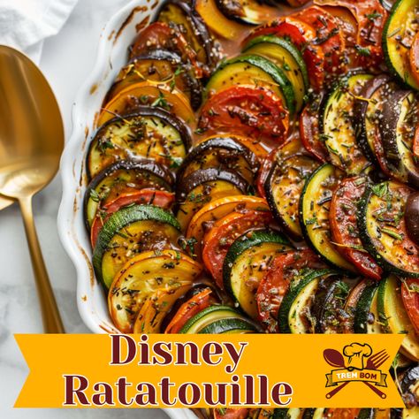 We're sharing a recipe to make the iconic Disney Ratatouille recipe featured in the beloved Pixar movie. Ratatouille is a famous French vegetable stew that Christmas Ratatouille, Ratatouille Recipe Disney, Italian Ratatouille Recipe, Vegetable Ratatouille, Disney Ratatouille, Ratatouille Recipe, Classic French Dishes, Vegetable Stew, Summer Vegetable