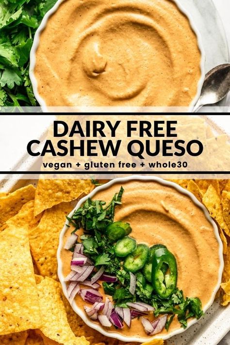 Crockpot Dairy Free, Queso Dip Crockpot, Dairy Free Queso, Cashew Queso, Dairy Free Dips, Spicy Queso, Dairy Free Appetizers, Easy Whole 30 Recipes, Instagram Recipes