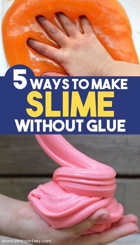 Learn how to make slime without glue and without borax for an easy all natural slime! Several are made without cornstarch as well, so you can pick the best slime recipe for your kids! A fun activity for boys and for girls indoors or outdoors! These simple recipes are easy enough for kids to help make the final product. Try one today! #ActivitiesForKids #Slime #ForKids #FunForKids #SlimeRecipes Slime Recipes Without Glue, Slime Recipe Cornstarch, Making Slime Without Glue, Best Slime Recipe, Slime Without Glue Recipe, Easy To Make Slime, Cornstarch Slime, Fluffy Slime Without Glue, Make Slime Without Glue