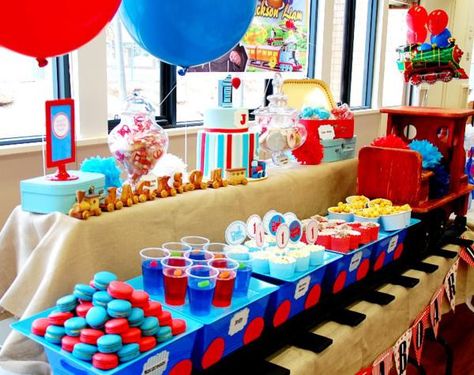 thomas the train food | Train Boy Themed Birthday Party Planning Ideas Decorations Train Dessert Table, Train Themed Birthday Party, Train Theme Party, Thomas Train Birthday, Train Theme Birthday Party, Thomas The Train Birthday, Thomas Birthday Parties, Thomas The Train Birthday Party, Thomas The Train Party