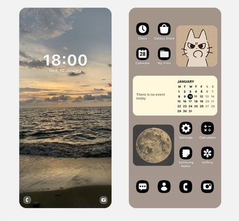 Samsung Setup Homescreen, Homescreen Layout Ideas Aesthetic, Phone Aesthetic Android, Phone Layout Ideas Android, Android Homescreen Layout Ideas, Samsung Setup, Homescreen Layout Android, Samsung Phone Layout, Android Phone Layout