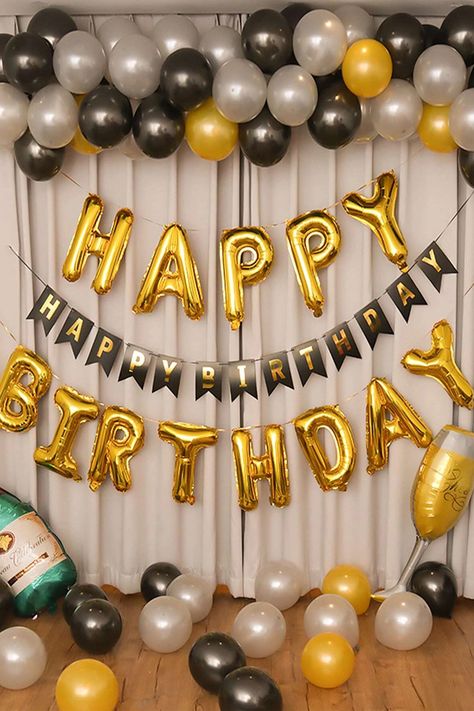 Happy Birthday Photo Editor, Gold Birthday Party Decorations, Happy Birthday Balloon Banner, Decor Things, Birthday Decorations At Home, Jeep Photos, Birthday Wishes For Brother, Simple Birthday Decorations, Glow Birthday