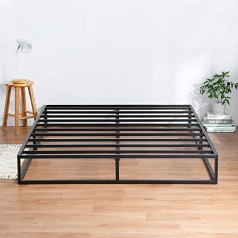 Bed Frame No Box Spring, Low Profile Bed Frame, California King Bed Frame, King Platform Bed Frame, Bed Frame Sizes, Queen Platform Bed Frame, Metal Platform Bed Frame, Steel Bed Frame, Cal King Bedding