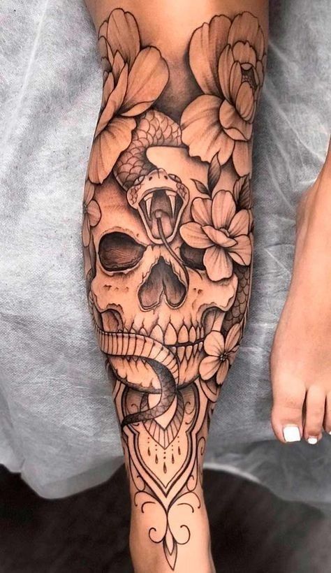 Tattoo Bein Frau, Shin Tattoo, Full Leg Tattoos, Hip Tattoos Women, Leg Tattoos Women, Leg Sleeve Tattoo, Dope Tattoos For Women, Stylist Tattoos, Thigh Tattoos Women