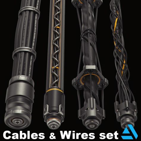 Cables & Wires , Oleg Ushenok on ArtStation at https://www.artstation.com/artwork/Ar5w9V Wire Spool, Sci Fi Props, Sci Fi Tech, Sci Fi Design, Sci Fi Environment, Robots Concept, Robot Concept Art, Wire Connectors, Cable Wire