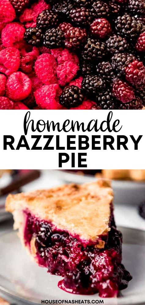 Razzle-Dazzle them with this Razzleberry Pie! Loaded with raspberries and blackberries, and wrapped in a homemade flaky & buttery pie crust, this Razzleberry Pie is such a treat! Use either seasonal fresh berries or frozen and make this pie year-round for all occasions! | razzleberry pie filling | razzleberry pie recipe | razzleberry pie recipe frozen berries | raspberry blackberry pie filling | raspberry blackberry pie recipe | raspberry and blackberry pie | blackberry and raspberry pie Razzleberry Pie Filling, Razzle Berry Pie Recipe, Fresh Berry Pie Recipe, Strawberry Blackberry Pie, Fresh Blackberry Pie Recipe, Homemade Raspberry Pie, Cherry Raspberry Pie, Razzle Berry Pie, Blackberry Raspberry Pie