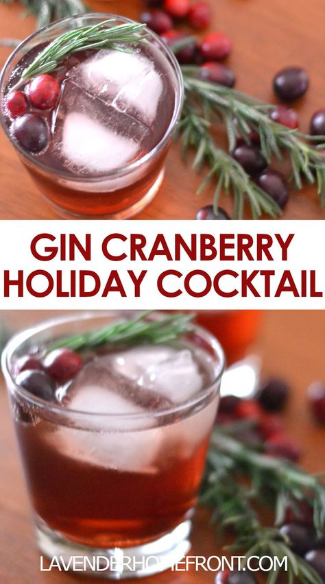 cranberry gin cocktail with fresh crandberries and rosemary in a short glass. Gin And Cranberry Juice, Gin Christmas Cocktail, Cranberry Holiday Cocktail, Cranberry Gin Cocktail, Gin Drink Recipes, Light Drinks, Yummy Cocktails, Cranberry Juice Cocktail, Cranberry Cocktail