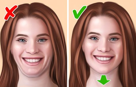 How to Look Thinner in Pictures / 5-Minute Crafts Round Face Picture Poses, How To Angle Your Face For Photos, Posing To Hide Double Chin, How To Make Your Face Slimmer Makeup Tips, Face Slim Makeup, How To Pose To Look Lean, How To Not Look Awkward In Pictures, How To Look Tall And Slim In Photos, How To Pose Face For Pictures