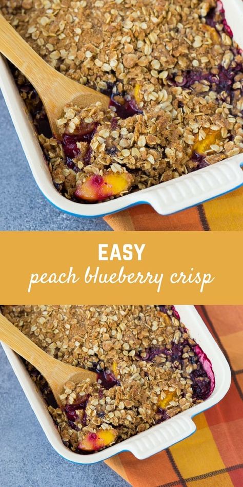 Fruit Crisp With Frozen Fruit, Peach And Blueberry Crisp, Peach Blueberry Crisp, Creme Brulee Recipe Easy, Blueberry Crisp Recipe, Fruit Crisp Recipe, Frozen Fruit Recipes, Crisp Desserts, Frozen Peaches