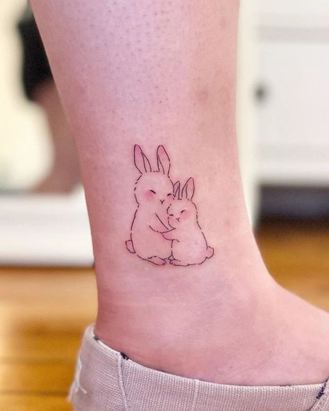 Purple Tattoo Ink, Tattoo Drawings Sketches, Tattoo For Kids, Tattoo Line Art, Bunny Tattoo, Rabbit Tattoo, Small Bunny, Tattoo Moon, Christian Tattoo