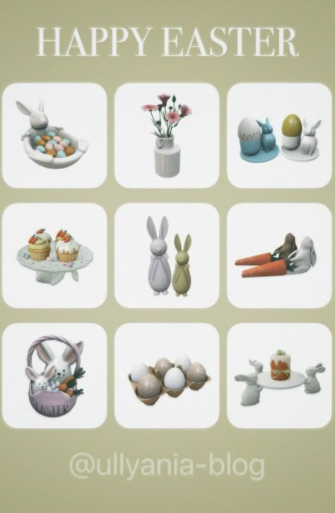 Happy Easter sims 4 cc decor Sims 4 Cc Easter Decor, Sims 4 Cc Easter, Sims 4 Spring Cc, Sims 4 Holiday Cc, Sims 4 Seasons Cc, Sims 4 Easter, Sims 4 Cc Decor, Sims 4 Seasons, Bun Bow