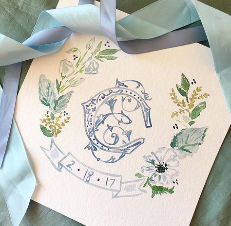 Crest Monogram, Watercolor Monogram, Wedding Crest, The Enchanted Home, Seeded Eucalyptus, Enchanted Home, Dusty Miller, Wedding Logos, Southern Wedding