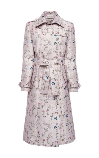 This **Giuseppe di Morabito** Floral Jacquard Trench-Coatfeatures a midi length and double breasted. Fairy Academia, Jacquard Coat, Pink Trench Coat, Floral Coat, Christian Dior Haute Couture, Pink Coat, Print Coat, Floral Jacquard, Double Breasted Coat