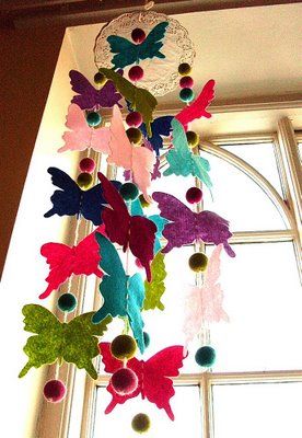 Butterfly Mobile Wall Mobile, Diy Nursery Mobile, Felting Crafts, Butterfly Chandeliers, Baby Mobil, Butterfly Mobile, Butterfly Template, Felt Mobile, Diy Nursery