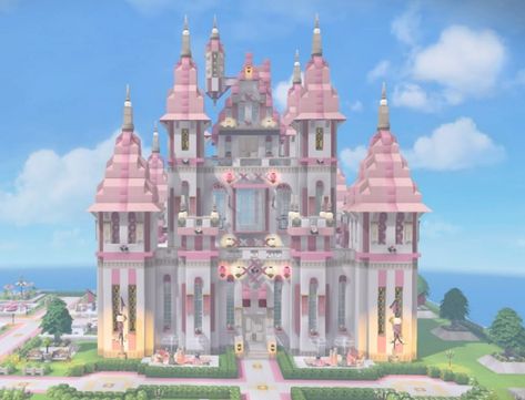 Minecraft Id, Minecraft Mansion, Minecraft House Plans, Minecraft Cottage, Easy Minecraft Houses, Minecraft Castle, Diy Minecraft, Cool Minecraft Creations, Pink Castle