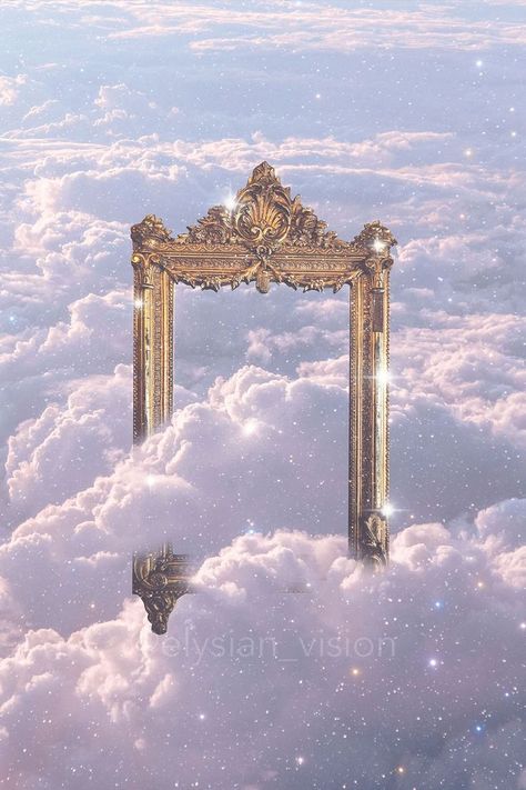 Mirror Artwork by Elysian Vision that shows a mirror in clouds. Dreamy Surreal Aesthetic, Ethereal Clouds Aesthetic, Magic Mirror Art, Mirror Reflection Aesthetic, Dream Aesthetic Art, Elysian Aesthetic, Dreamy Clouds Aesthetic, Surreal Clouds, Dreamland Aesthetic