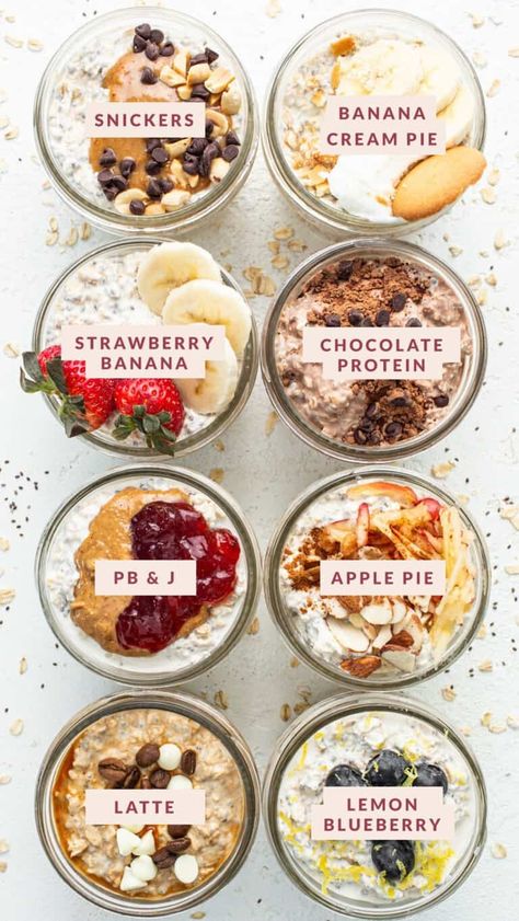 Overnight Oats + 8 flavors! - Fit Foodie Finds Corner Bakery Overnight Oats, Individual Overnight Oats, Overnight Oats Packaging, Holiday Overnight Oats, Yummy Overnight Oats, The Best Overnight Oats, Husband Food, Blended Oats, Healthy Overnight Oats