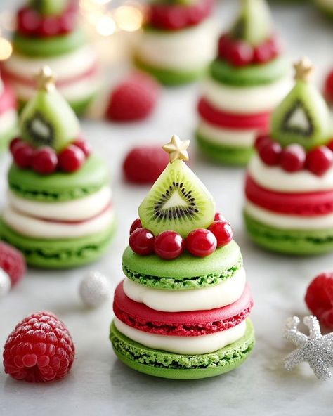 Holiday Macarons, Christmas Tree Shape, With Christmas Tree, Red Fruit, Tree Shapes, Macarons, Shells, Christmas Tree, Fruit