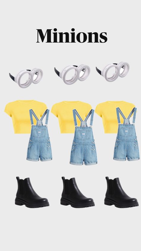 Idea l costume l minions l 🤍 Luigi Halloween Costume, Minions Costume, Fun Halloween Outfits, Girl Group Halloween Costumes, Mom Costumes, Trio Costumes, Minion Halloween, Minion Costumes, Classy Halloween Costumes