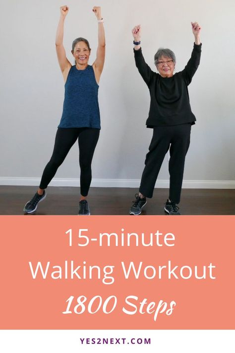 Our new 15-minute walking workout will help improve your cardiovascular health by getting your heart rate up and strengthen your legs, glutes, core and upper body. This workout is about 1800 steps. Indoor Walking Workout, Indoor Walking, Workout Videos Free, Walking Plan, Walking Workout, Yoga For Seniors, Indoor Workout, Home Exercise Routines, Plank Workout