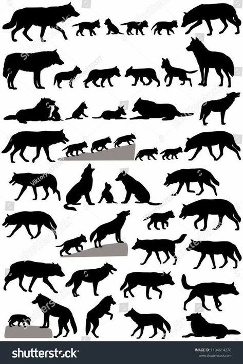 Wolf Cubs, Wolf Walking, Mother Baby Photography, Family Tattoo Designs, Wolf Silhouette, Stencil Outline, Silhouette Tattoos, 1080p Anime Wallpaper, Dog Vector