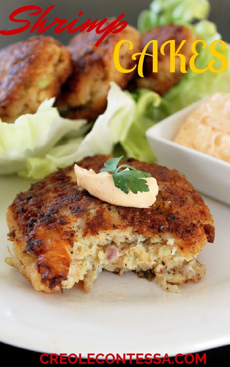 Shrimp Cakes - Creole Contessa Creole Shrimp, Shrimp Cakes, Mayo Recipe, Creole Cooking, Creole Recipes, Cooking Seafood, Shrimp Dishes, Quick Lunch, Cajun Recipes