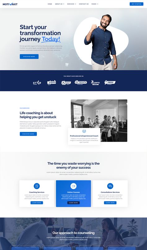 Life Coach & Motivator Elementor Template Kit Life Coach Landing Page, Marketing Consultant Website, Life Coaching Website Design, Minimalist Website Design Inspiration Layout, Life Coach Website Design, Tour Website Design, B2b Website Design, Webpage Design Inspiration, Web Developer Portfolio Website