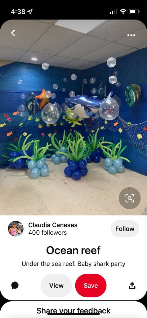 Environmental Art Projects, Under The Sea Costumes, Under The Sea Crafts, Under The Sea Decorations, Ocean Birthday Party, Shark Themed Birthday Party, Spongebob Party, Ocean Birthday, Vbs Themes