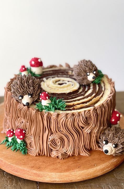 Woodland Cake Roll — Oh Cakes Winnie Cute Woodland Cake, Woodland Shower Cake, Woodland Themed Cake, Happy Birthday Squirrel, Woodland Theme Cake, Squirrel Cake, Woodland Birthday Cake, Swiss Roll Cakes, American Chocolate