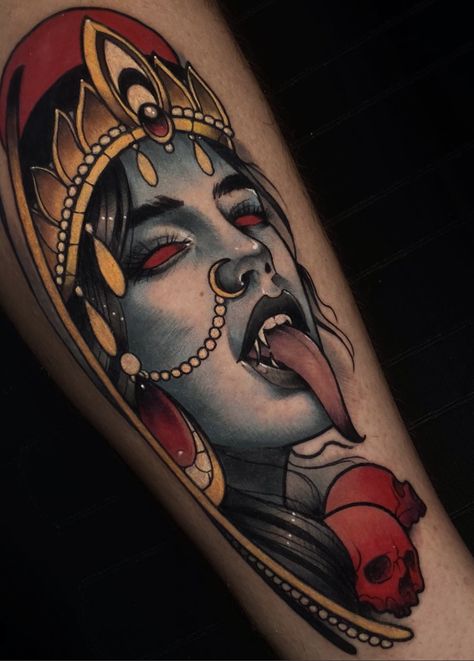 Kali Tattoo, Hindu Tattoos, Mangas Tattoo, Hindu Tattoo, Neo Tattoo, Neotraditional Tattoo, Mother Kali, Kali Ma, Goddess Kali