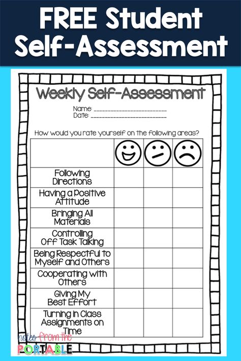 The perfect classroom management strategy. This FREE weekly self-assessment has… More Artist Planner, Language Assessment, Student Self Assessment, Classroom Assessment, Perfect Classroom, Classroom Management Elementary, Teaching Classroom Management, Behavior Management Strategies, Classroom Behavior Management