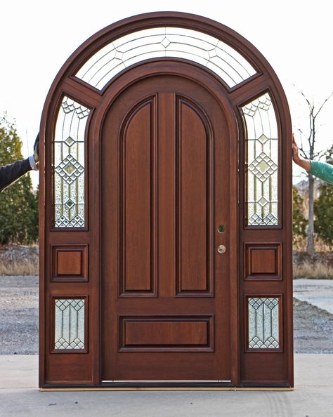 Mahogany Round Top Exterior Doors Round Door Design, Exterior Door Designs, Modern Entrance Door, Door Options, Custom Wood Doors, Wooden Front Door Design, Wooden Main Door Design, Wooden Main Door, Door Design Images