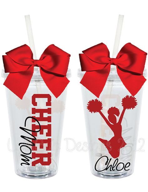 Cheer Mom 16oz Personalized Acrylic Tumbler by LylaBugDesigns, $15.00 Cheer Crafts, Cheerleading Ideas, Cheer Banquet, Cheer Spirit, Cheer Ideas, Cheer Life, Cheer Stuff, Cheerleading Gifts, Vinyl Tumblers