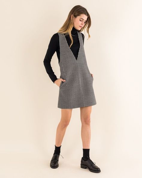 Deep V Pinafore Dress, Wool Pinafore Dress, Pinafore Dress Outfit Winter, V Neck Pinafore Dress, Wool Pinafore, Blue Pinafore Dress, Pinafore Outfit, Pinafore Dress Outfit, Jumper Dress Outfit