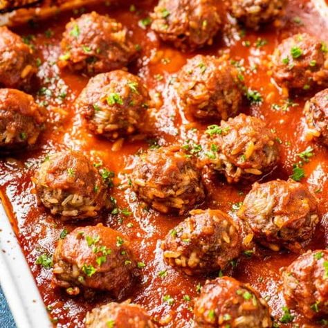 Homemade Red Sauce, Porcupine Meatballs Recipe, Lime Jello Salads, Porcupine Meatballs, Meatball Dinner, Favorite Pasta Recipes, The Slow Roasted Italian, Meatball Recipes Easy, Savory Salads