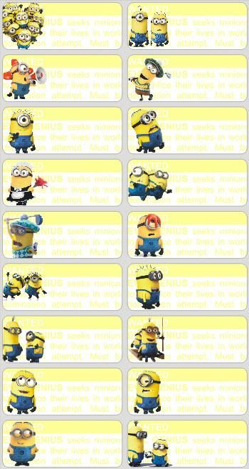 Free School Labels, Minion Classroom Theme, Minion School, Minion Stickers, School Name Labels, Name Tag For School, Minion Theme, Cute Minions, Minion Birthday