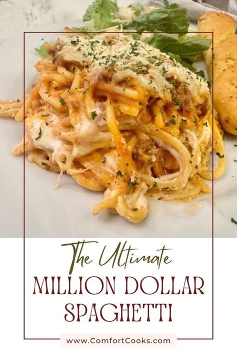 Whether you’re cooking for a crowd or simply want a delicious dish that reheats like a dream, this Million Dollar Spaghetti recipe is guaranteed to be a hit. This Creamy Baked Spaghetti is simple, flavorful, and ready in under an hour.  #milliondollarspaghetti #MillionDollarSpaghettiRecipe #BakedSpaghetti #CreamyBakedSpaghetti #EasyBakedSpaghetti #TheBestBakedSpaghetti Millions Dollar Spaghetti, Cheesy Spaghetti Bake, Elevated Spaghetti, Viral Spaghetti Recipe, Bake Spaghetti Recipe, Baked Spaghetti Recipe Easy, White Spaghetti Recipe, Baked Spaghetti Recipes, Creamy Spaghetti Recipes