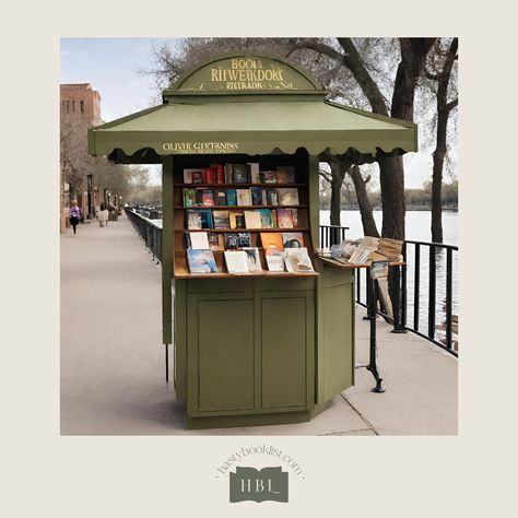 Hasty Book List as a…Book Kiosk on a Riverwalk | An AI-Generated Image Art Pop Up Shop, Book Kiosk, Mobile Kiosk, News Stand, Book Subscription Box, Romantic Dance, Book Cart, Writing Retreat, Book Subscription