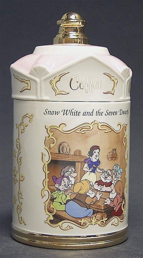 Animated Classics Coffee Canister & Lid by Lenox | Replacements, Ltd. Disney Bathroom, Disney Kitchen Decor, Casa Disney, Disney Room Decor, Snow Drop, Disney Cookies, 7 Dwarfs, Disney Rooms, Lenox China