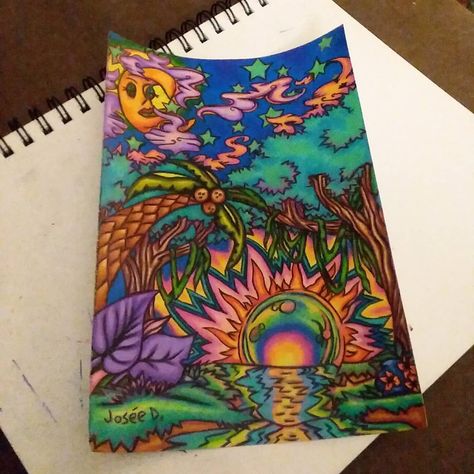 Trippy Paint Marker Art, Trippy Colored Pencil Art, Trippy Drawings Colorful, Prismacolor Art Ideas, Watercolor Trippy, Trippy Landscape Art, Trippy Draw, Cool Drawings Trippy, Frank Core