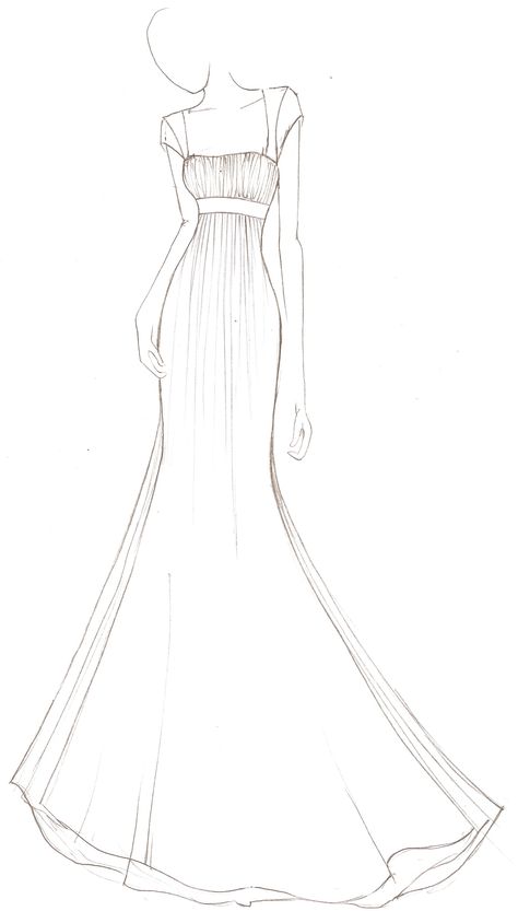 Dress Outline, Wedding Dress Drawings, Wedding Dress Sketches, Fashion Illustration Collage, Fashion Design Books, Fashion Illustrations Techniques, Simple Gowns, Dress Design Drawing, Fashion Illustration Sketches Dresses