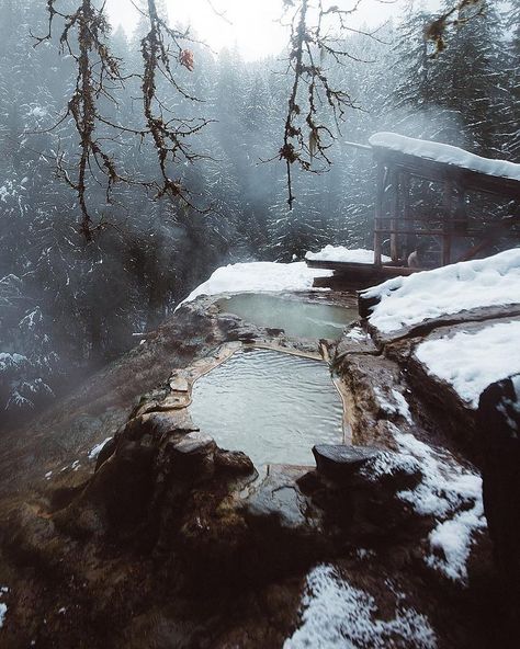 Umpqua Hot Springs, Oregon Hot Springs Mountain, Cave Hot Spring, Snow Hot Springs, Snowy Hot Springs, Hot Springs Photoshoot Ideas, Hot Spring Aesthetic, Hot Springs Aesthetic, Onsen Aesthetic, Yearly Vision Board