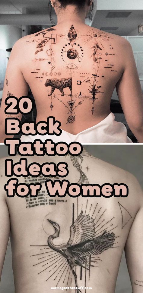 Show off your unique style with a beautiful back tattoo! Find the perfect design for you with our creative back tattoo ideas for women. Coolest Back Tattoos For Women, Women’s Back Tattoos Unique, Best Back Tattoos For Women, Women Whole Back Tattoos, Tatoos Back Woman, Tattoos On Stomach For Women, Full Back Tattoo Women Ideas Inspiration, Upper Back Piece Tattoos For Women, Back Peice Ideas Tattoo