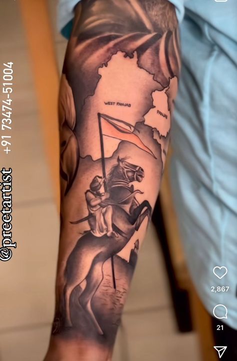 Sikh Warrior Tattoo Design, Sikh Tattoo, Sunny Tattoo, Compass Tattoos Arm, Brother Tattoo, Meaningful Tattoos For Men, Warrior Tattoo Sleeve, Compass Tattoos, Brother Tattoos