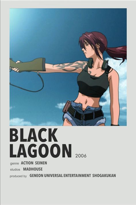 Black Lagoon Poster, Black Lagoon Manga, Anime Poster Prints, Animes List, Revy Black Lagoon, Anime Prints, Minimalist Anime, Black Lagoon Anime, Anime Earrings