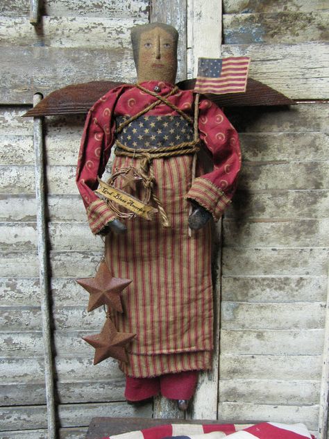 Patriotic Doll, Primitive Country Crafts, Americana Crafts, Primitive Americana, 4th July Crafts, Folk Doll, Folk Art Dolls, Country Christmas Decorations, Fourth Of July Decor